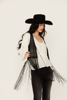 Special Offer Idyllwind Women's Hawls Crochet Fringe Vest | Black Special Offer Idyllwind Women's Hawls Crochet Fringe Vest | Black
