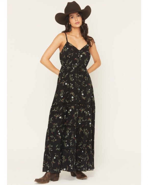 Special Offer Idyllwind Women's Colt Floral Print Sleeveless Button-Down Maxi Dress | Black