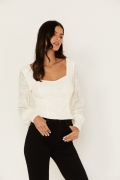 Special Offer Idyllwind Women's Dallas Smocked Lace Puff Sleeve Top | Ivory