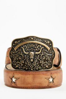 Special Offer Idyllwind Women's Cordero Longhorn Buckle And Star Cutout Belt | Brown Special Offer Idyllwind Women's Cordero Longhorn Buckle And Star Cutout Belt | Brown