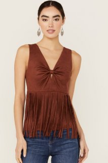 Special Offer Idyllwind Women's Pennington Faux Suede Twisted Fringe Top | Mahogany Special Offer Idyllwind Women's Pennington Faux Suede Twisted Fringe Top | Mahogany