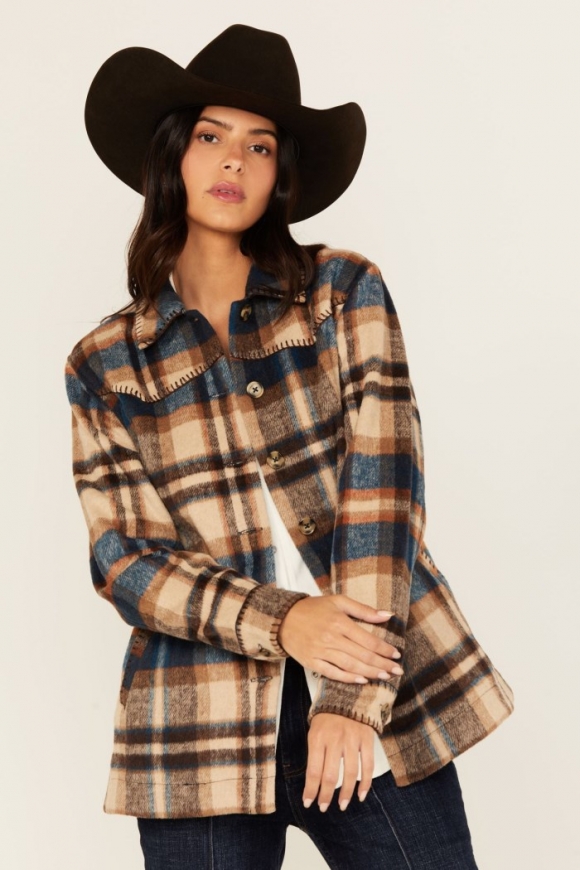 Special Offer Idyllwind Women's Dowlan Plaid Print Shacket | Indigo Special Offer Idyllwind Women's Dowlan Plaid Print Shacket | Indigo