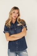 Special Offer Idyllwind Women's Ellwood Dark Wash Short Sleeve Denim Shirt | Dark Wash