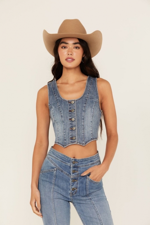 Special Offer Idyllwind Women's Ivywood Medium Wash Stretch Denim Vest | Medium Wash