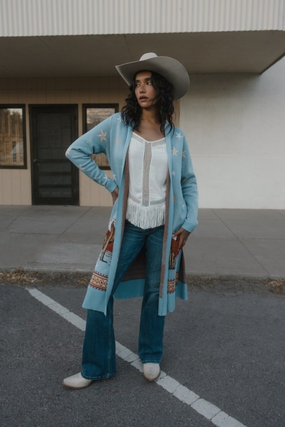 Special Offer Idyllwind Women's Howdy Cardigan | Light Blue Special Offer Idyllwind Women's Howdy Cardigan | Light Blue