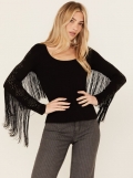 Special Offer Idyllwind Women's Doris Studded Fringe Long Sleeve Top | Black Special Offer Idyllwind Women's Doris Studded Fringe Long Sleeve Top | Black