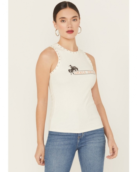 Special Offer Idyllwind Women's Locals Only Graphic Ribbed Tank | Ivory