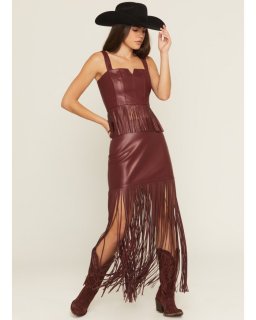 Special Offer Idyllwind Women's Payson Faux Leather Fringe Maxi Skirt | Cherry Special Offer Idyllwind Women's Payson Faux Leather Fringe Maxi Skirt | Cherry