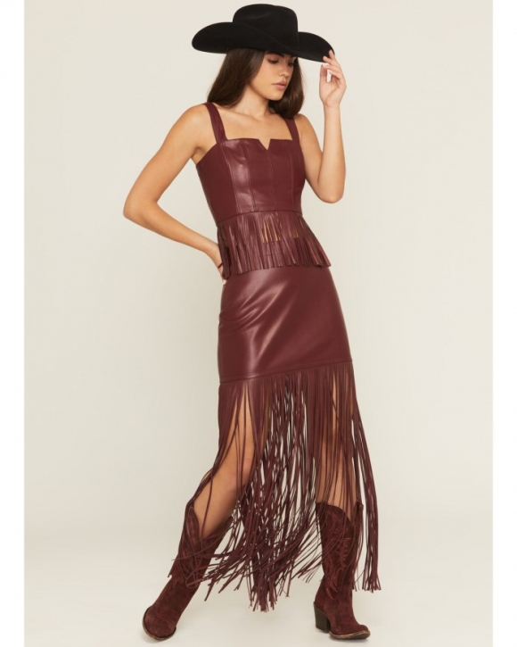 Special Offer Idyllwind Women's Payson Faux Leather Fringe Maxi Skirt | Cherry Special Offer Idyllwind Women's Payson Faux Leather Fringe Maxi Skirt | Cherry