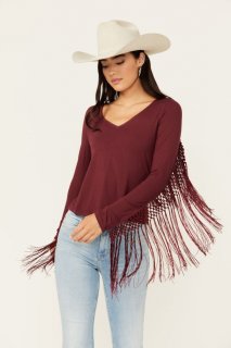 Special Offer Idyllwind Women's Elsie Kimono Fringe Top | Maroon Special Offer Idyllwind Women's Elsie Kimono Fringe Top | Maroon