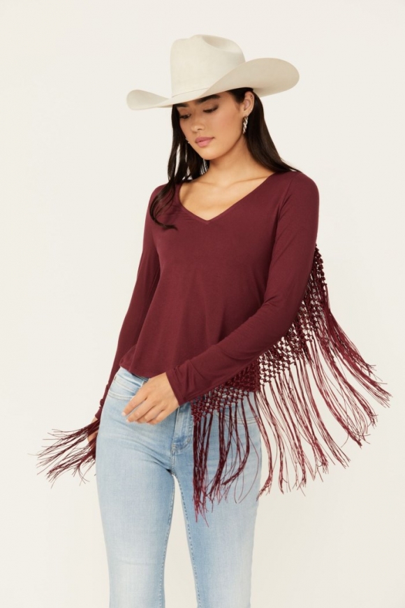 Special Offer Idyllwind Women's Elsie Kimono Fringe Top | Maroon