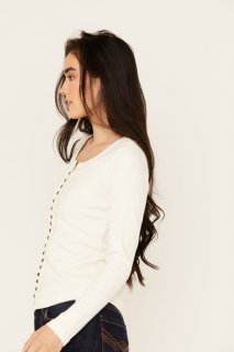 Special Offer Idyllwind Women's Rib Knit Long Sleeve Button-Down Shirt | Ivory