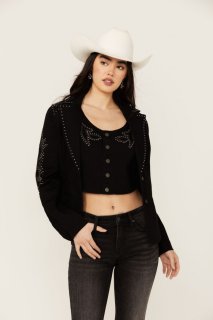Special Offer Idyllwind Women's Burbank Embroidered and Studded Super Stretch Blazer | Black Special Offer Idyllwind Women's Burbank Embroidered and Studded Super Stretch Blazer | Black