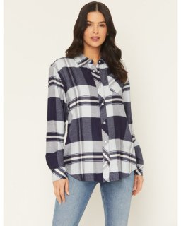 Special Offer Idyllwind Women's Shadowood Plaid Print Long Sleeve Snap Flannel Shirt | Indigo Special Offer Idyllwind Women's Shadowood Plaid Print Long Sleeve Snap Flannel Shirt | Indigo