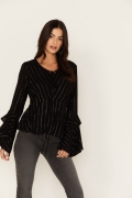 Special Offer Idyllwind Women's Lafayette Metallic Stripe Top | Black Special Offer Idyllwind Women's Lafayette Metallic Stripe Top | Black