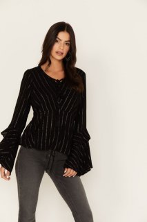 Special Offer Idyllwind Women's Lafayette Metallic Stripe Top | Black Special Offer Idyllwind Women's Lafayette Metallic Stripe Top | Black