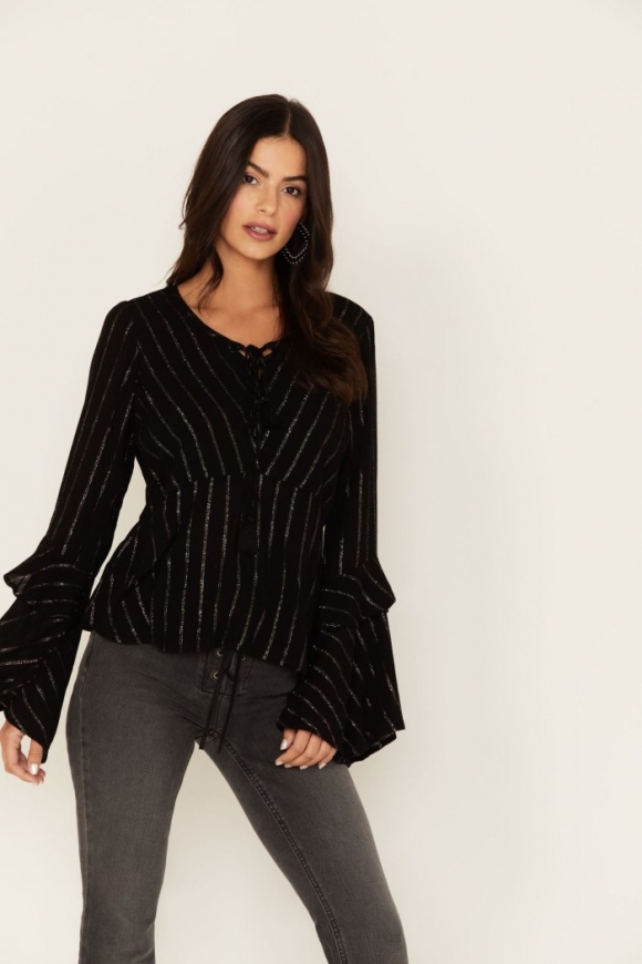 Special Offer Idyllwind Women's Lafayette Metallic Stripe Top | Black