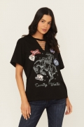 Special Offer Idyllwind Women's Country And Western Embellished Short Sleeve Graphic Tee | Black