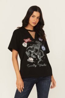 Special Offer Idyllwind Women's Country And Western Embellished Short Sleeve Graphic Tee | Black Special Offer Idyllwind Women's Country And Western Embellished Short Sleeve Graphic Tee | Black