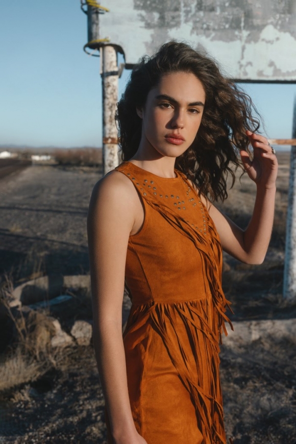 Special Offer Idyllwind Women's Garland Studded Fringe Faux Suede Sleeveless Mini Dress | Caramel