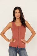 Special Offer Idyllwind Women's Edna Button Front Ribbed Tank | Pecan