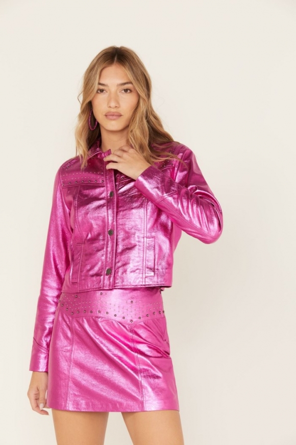 Special Offer Idyllwind Women's Show Stopper Studded Metallic Leather Jacket | Fuchsia Special Offer Idyllwind Women's Show Stopper Studded Metallic Leather Jacket | Fuchsia