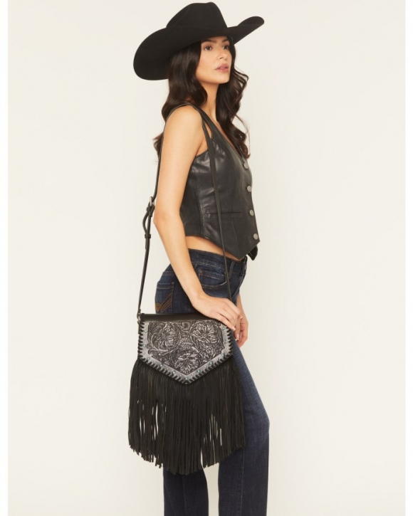 Special Offer Idyllwind Women's Granada Tooled Fringe Crossbody Bag | Black Special Offer Idyllwind Women's Granada Tooled Fringe Crossbody Bag | Black