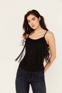 Special Offer Idyllwind Women's Farriswood Fringe Tank Top | Black Special Offer Idyllwind Women's Farriswood Fringe Tank Top | Black