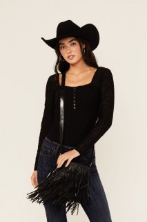 Special Offer Idyllwind Women's Camarillo Metallic Fringe Suede Crossbody Bag | Black