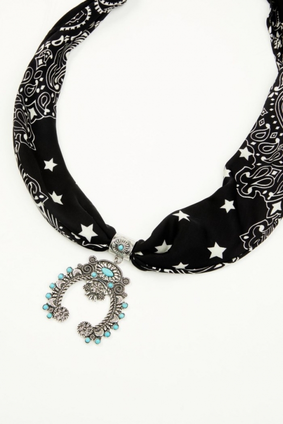 Special Offer Idyllwind Women's Laurinda Squash Blossom Bandana Necklace | Black