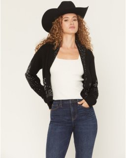 Special Offer Idyllwind Women's Pierce Embellished Cropped Button-Down Sweater | Black