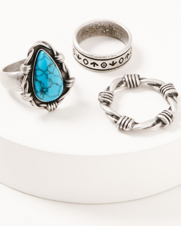 Special Offer Idyllwind Women's Hydesale Ring Set - 3 Piece | Turquoise