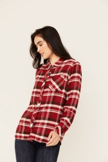 Special Offer Idyllwind Women's Flannel Plaid Print Long Sleeve Snap Shirt | Wine Special Offer Idyllwind Women's Flannel Plaid Print Long Sleeve Snap Shirt | Wine