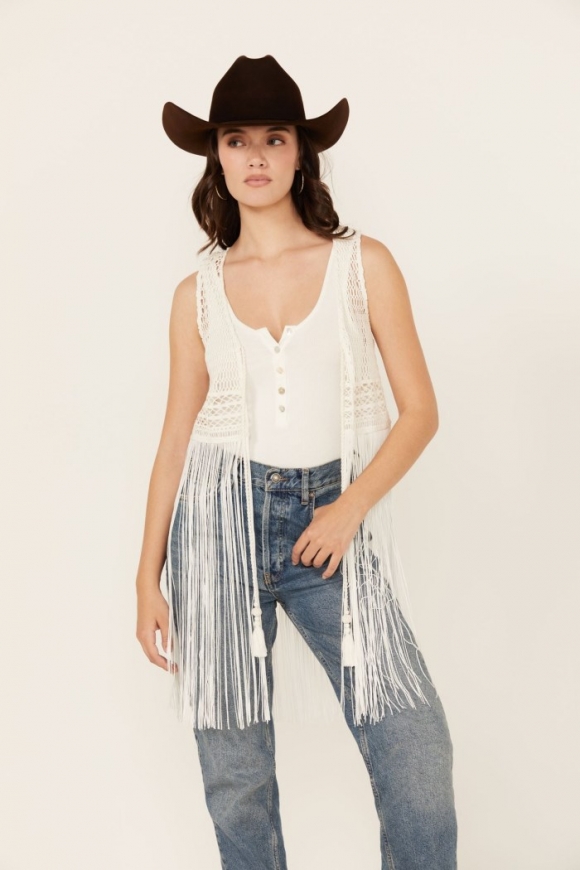 Special Offer Idyllwind Women's Hawls Crochet Fringe Vest | Ivory Special Offer Idyllwind Women's Hawls Crochet Fringe Vest | Ivory