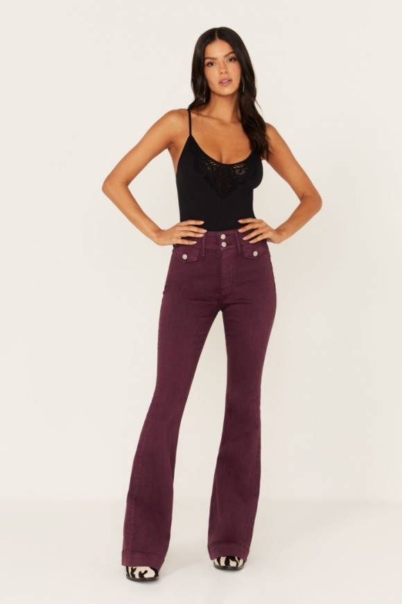 Special Offer Idyllwind Women's High Rise Flap Pocket Outlaw Flare Jeans | Purple