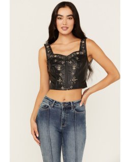 Special Offer Idyllwind Women's Sunset Embellished Leather Bustier | Black Special Offer Idyllwind Women's Sunset Embellished Leather Bustier | Black