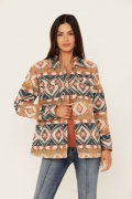 Special Offer Idyllwind Women's Southwestern Striped Shacket | Medium Brown