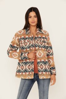Special Offer Idyllwind Women's Southwestern Striped Shacket | Medium Brown