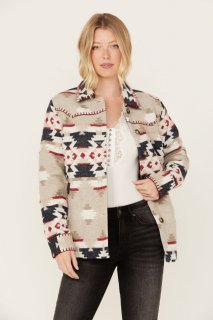 Special Offer Idyllwind Women's Esterbrook Southwestern Print Blanket Shacket | Steel Blue Special Offer Idyllwind Women's Esterbrook Southwestern Print Blanket Shacket | Steel Blue