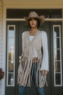 Special Offer Idyllwind Women's Walnut Studded Fringe Faux Suede Vest | Sand Special Offer Idyllwind Women's Walnut Studded Fringe Faux Suede Vest | Sand