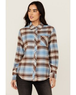 Special Offer Idyllwind Women's Lane Plaid Print Long Sleeve Snap Flannel Shirt | Light Blue Special Offer Idyllwind Women's Lane Plaid Print Long Sleeve Snap Flannel Shirt | Light Blue