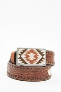 Special Offer Idyllwind Women's Tooled Southwestern Square Buckle Belt | Tan