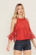 Special Offer Idyllwind Women's Madie Faux Suede Fringe Tank | Coral