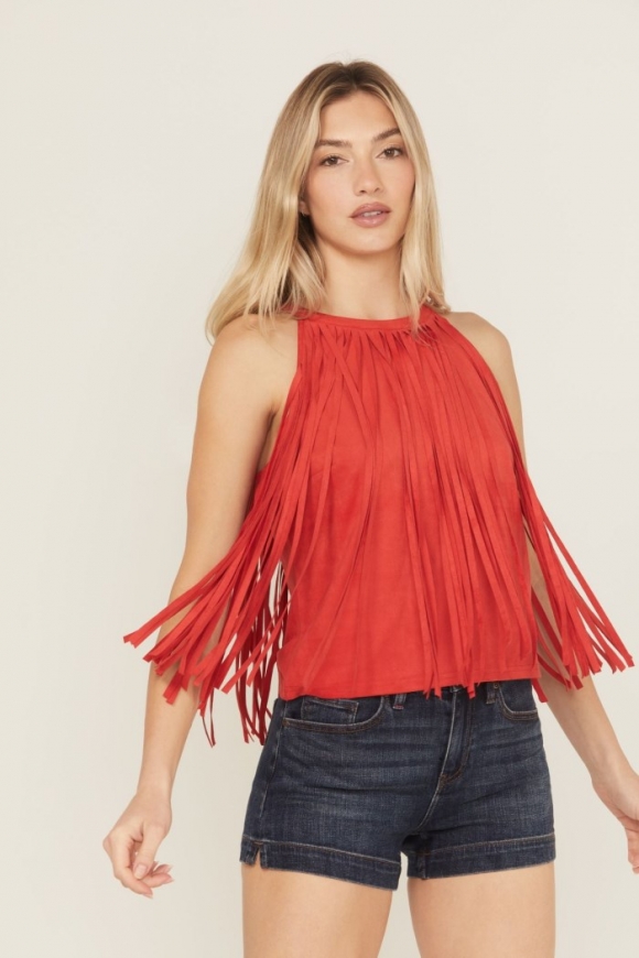 Special Offer Idyllwind Women's Madie Faux Suede Fringe Tank | Coral