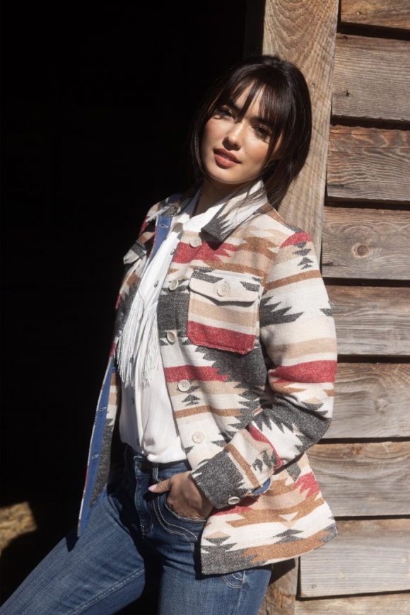 Special Offer Idyllwind Women's Roadhouse Southwestern Print Button-Down Shacket | Ivory Special Offer Idyllwind Women's Roadhouse Southwestern Print Button-Down Shacket | Ivory