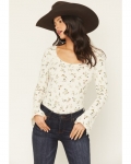 Special Offer Idyllwind Women's Harborwood Floral Print Bell Long Sleeve Top | Cream