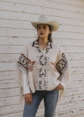 Special Offer Idyllwind Women's Flyaway Southwestern Print Fringe Button-Down Poncho | Ivory