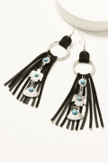 Special Offer Idyllwind Women's Garland Thunderbird Leather Fringe Earrings | Black Special Offer Idyllwind Women's Garland Thunderbird Leather Fringe Earrings | Black