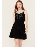 Special Offer Idyllwind Women's Wilsonia Tie Front Western Embroidered Dress | Black Special Offer Idyllwind Women's Wilsonia Tie Front Western Embroidered Dress | Black