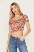 Special Offer Idyllwind Women's Rose Printed Crop Top | Maroon